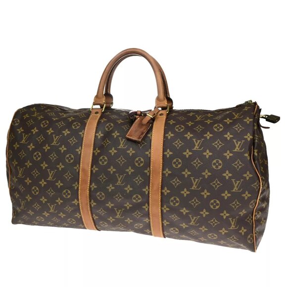 LOUIS VUITTON Keepall 55 Travel Hand Bag Monogram Leather Brown M41424 31YF991